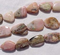 Pink Opal Faceted Flat Nuggets, 28-32mm