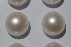 Half Drill White Button Pearls 10-10.5mm, Pair