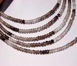 Smoky Quartz Faceted Rondels, Shaded, 3.5-4mm