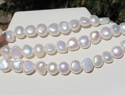 Polar White Large Hole Pearls, 10-11mm Side drill