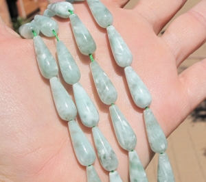 Mint Green Moonstone Longdrill Teardrops, 8x22mm, each