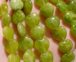 Green Jade Hearts, 12mm