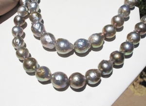 Akoya Freshwater Goldwashed Lilac Kasumi Baroque Pearls, 14-16mm