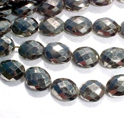 Gold Pyrite Faceted Ovals, 12x10mm