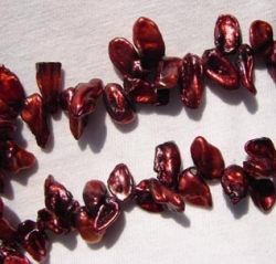 Flaming Red Top Drilled Keshi, 14x8mm