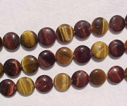 Red/Gold Mix Tigerseye Coins, 10mm
