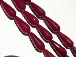 Red Jade Faceted Longdrill Teardrops, 10x25mm, each