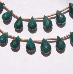 Emerald Corundum Briolettes , 11x7mm