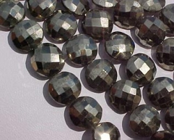 Gold Pyrite Faceted Coins, 12-13mm, each