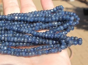 Blue Sapphire Faceted Rondels, 4.5-5mm