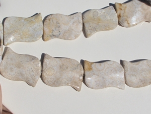 Fossilized Coral Stone Wavy Twist Rectangles, 26x40mm, each