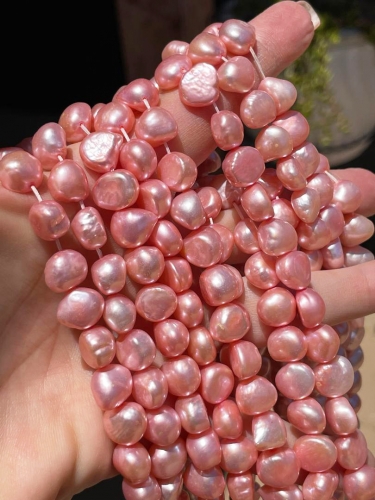 Carnation Pink Nugget Pearls, 11-12mm