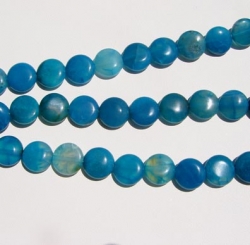 Deep Turquoise Blue Agate Coins, 14mm