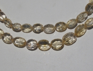 Pale Golden Citrine Faceted Oval Pillows, 10x12mm