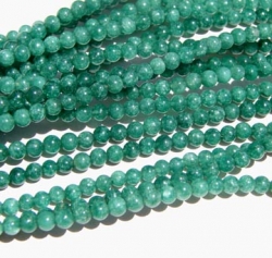 Emerald Jade Quartz Rounds, 4mm