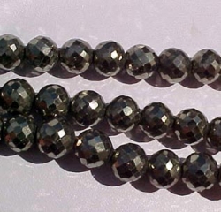 Gold Pyrite Faceted Rounds, 9mm
