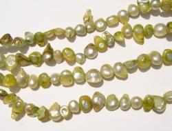 Celery Green Mabe Shell Pearls, 8-12mm
