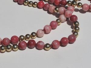 Pink Agate & Goldfill Bead Necklace, 28"