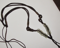 Silk Cord Necklace w/Jade Coin Accents, Brown