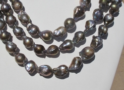 Smoky Pewter Sage 'Fireball' Baroque Pearls, 12-13mm