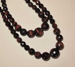 Graduated Red Tigerseye Faceted Rounds, 6-14mm