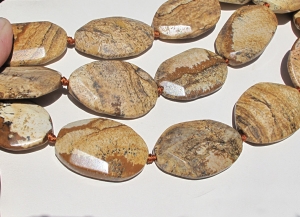 Picture Jasper Freeform Faceted Ovals, 30x42mm, each