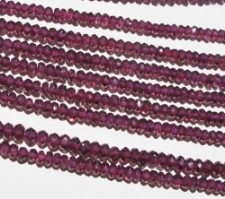 Violet-Pink Garnet Faceted Rondels, 3-3.5mm