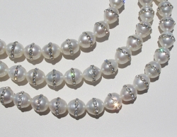 Crystal Studded White Pearls, 7mm, pack of 10