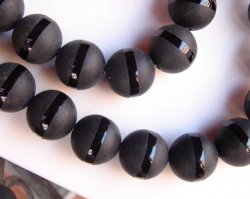 Striped Matte Onyx Rounds, 12mm, each