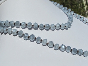 Continuous Crystal Long Necklace, 8mm Faceted Rondels, Steel Blue