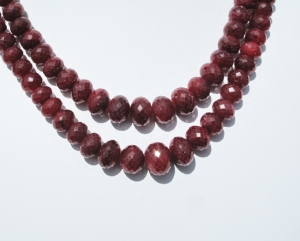 Genuine Ruby Faceted Rondels, Graduated 7-12mm