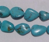 Tumbled Turquoise Flat Pebbles, Deep Sky Blue, 24x14mm