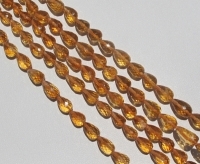 Dark Golden Citrine Teardrops, 7x5mm