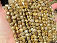Golden Green Pearl Nuggets, 8-9mm