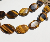 Tigerseye Faceted Flat Freeform Shapes, 24x38mm, each