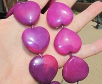 Hot Pink Dyed Jade Heart Bead, 30x30mm