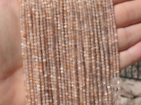 Peach Moonstone Laser Faceted Rounds, 2mm