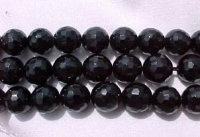 Black Onyx Faceted Round, 8mm