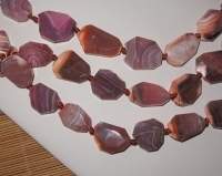 Strawberry Ice Agate Flat Faceted Nuggets, 18x24mm