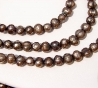 Dark Bronze Faceted Pearls, 8-8.5mm