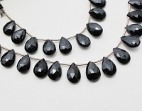 Black Spinel Faceted Teardrop Briolettes, 15mm