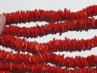 Red Coral Freeform Tumbled Skinny Nuggets, 10-11mm