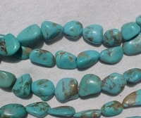 Tumbled Turquoise Nugget, Robin Egg Blue, 12x7mm