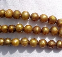 Honey Bronze Faceted Pearls, 6.5-7mm potato