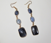 Blue Sapphire Dangle Earrings, 14KT Vermeil