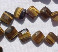 Tigerseye Diagonal Squares, 12mm