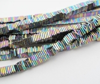 Rainbow Titanium Hematite Square Heshi, 4mm