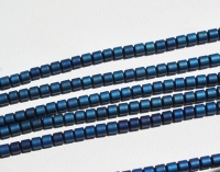 Matte Blue Titanium Hematite Barrels, 2.5x3mm