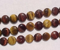 Red/Gold Mix Tigerseye Coins, 14mm