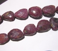 Natural Ruby Faceted Nuggets, 16x22mm